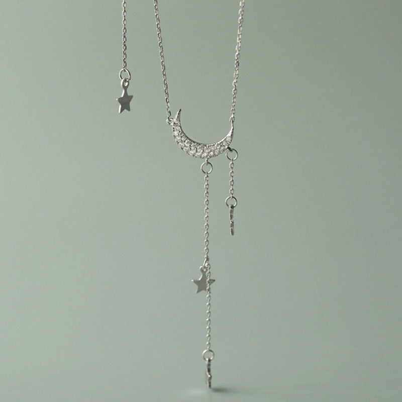 Star necklace and Silver925 moon, clavicle chain.