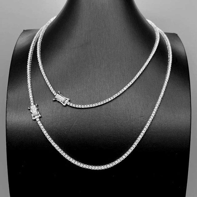 Miami Iced Out Bling 2 mm Moissanite gemstone tennis necklace with GRA certification ***