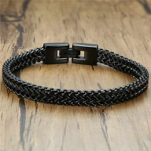 Nueva Pulsera Masculino de Cadena Doble de Acero Inoxidable Pulido