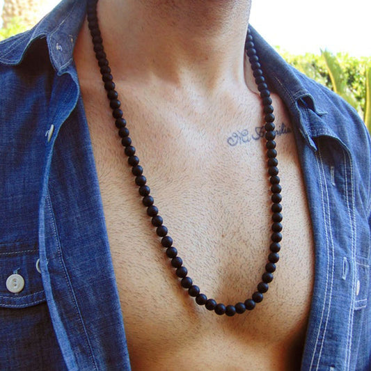 Men's Fashion 2022, Natural Matte Bead Necklace, Handmade.