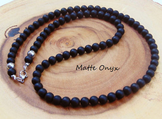 Men's Fashion 2022, Natural Matte Bead Necklace, Handmade.