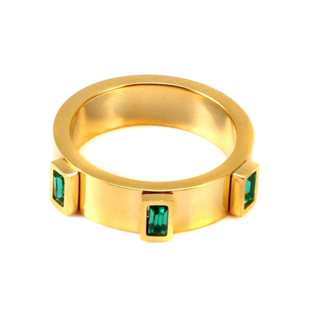 Conjunto collar, anillo y brazalete de zirconita cuadrada verde de lujo. PTY