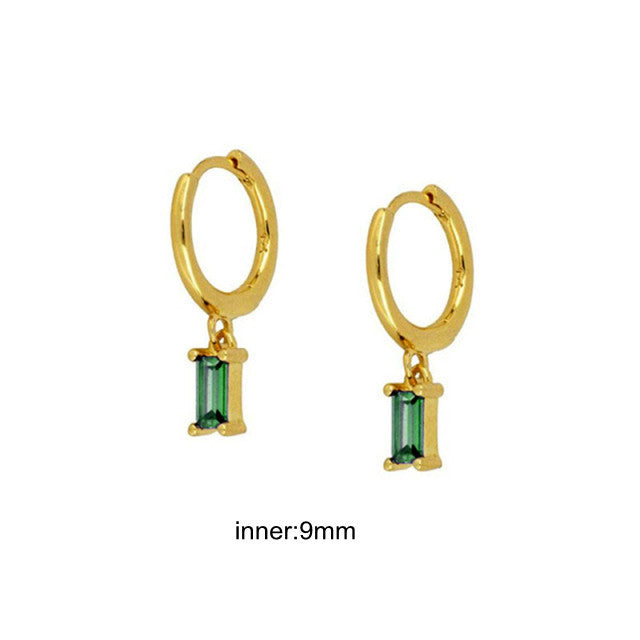 Elegant Silver earrings with green Zirconia