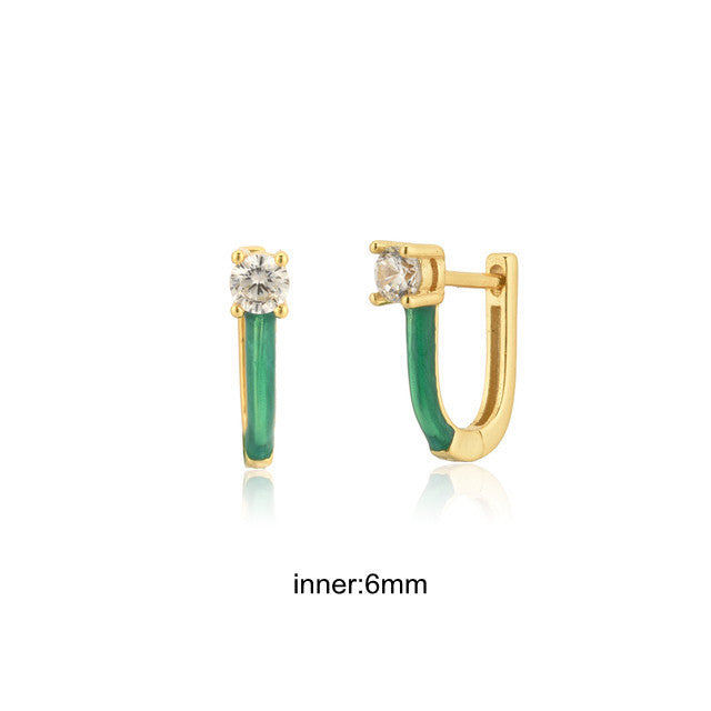 Elegant Silver earrings with green Zirconia