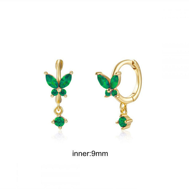 Elegant Silver earrings with green Zirconia