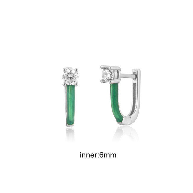 Elegant Silver earrings with green Zirconia