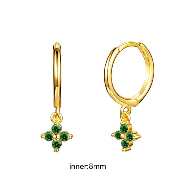 Elegant Silver earrings with green Zirconia