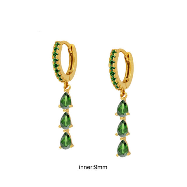 Elegant Silver earrings with green Zirconia