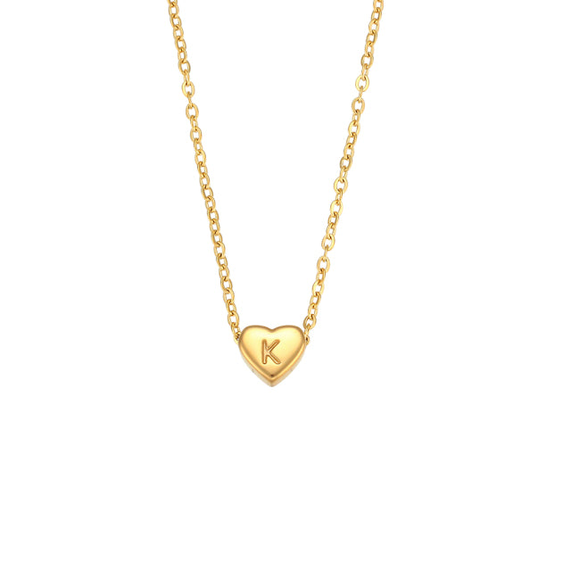 Mini Love Heart Necklace with Initial made of high quality Stainless Steel and gold plating