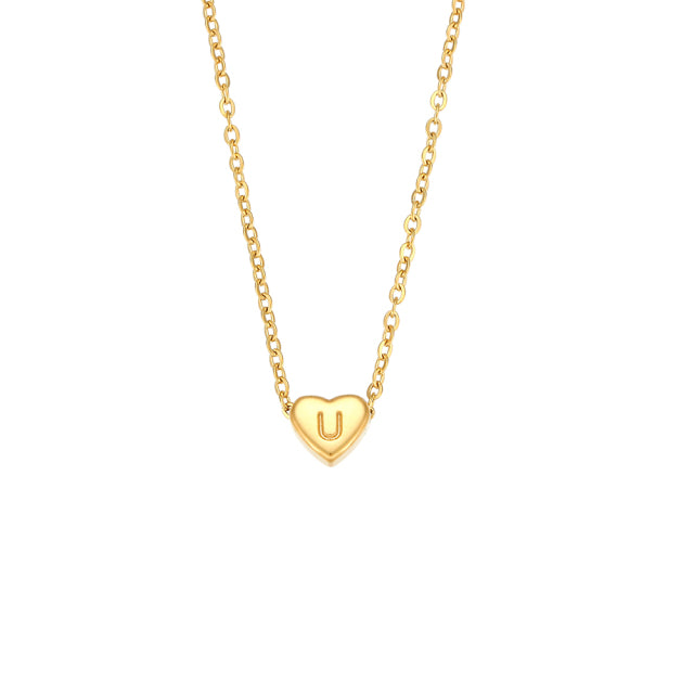 Mini Love Heart Necklace with Initial made of high quality Stainless Steel and gold plating