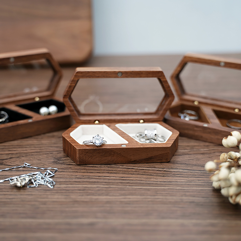 Wooden Jewelry Box for Rings, Necklaces, and Earrings - Perfect for Traveling