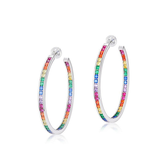 Earrings made of 925 Silver and gold-plated with multicolored cubic zirconias.