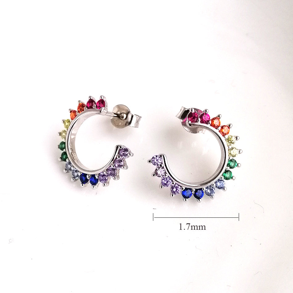 Trending Earing made with Sterling Silver with Fake Pearcing Appreance With Multicolored Zircon