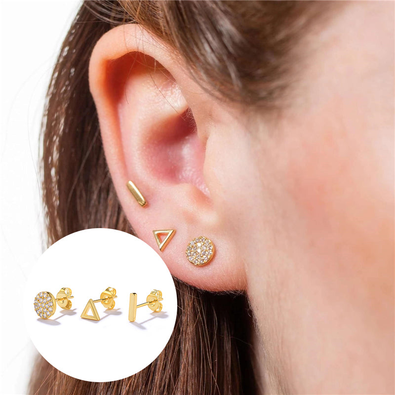 High Quality Gold Plaiting 3 earrings. (3 pieces for ONE ear)