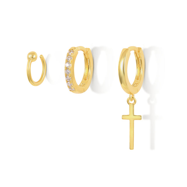 High Quality Gold Plaiting 3 earrings. (3 pieces for ONE ear)