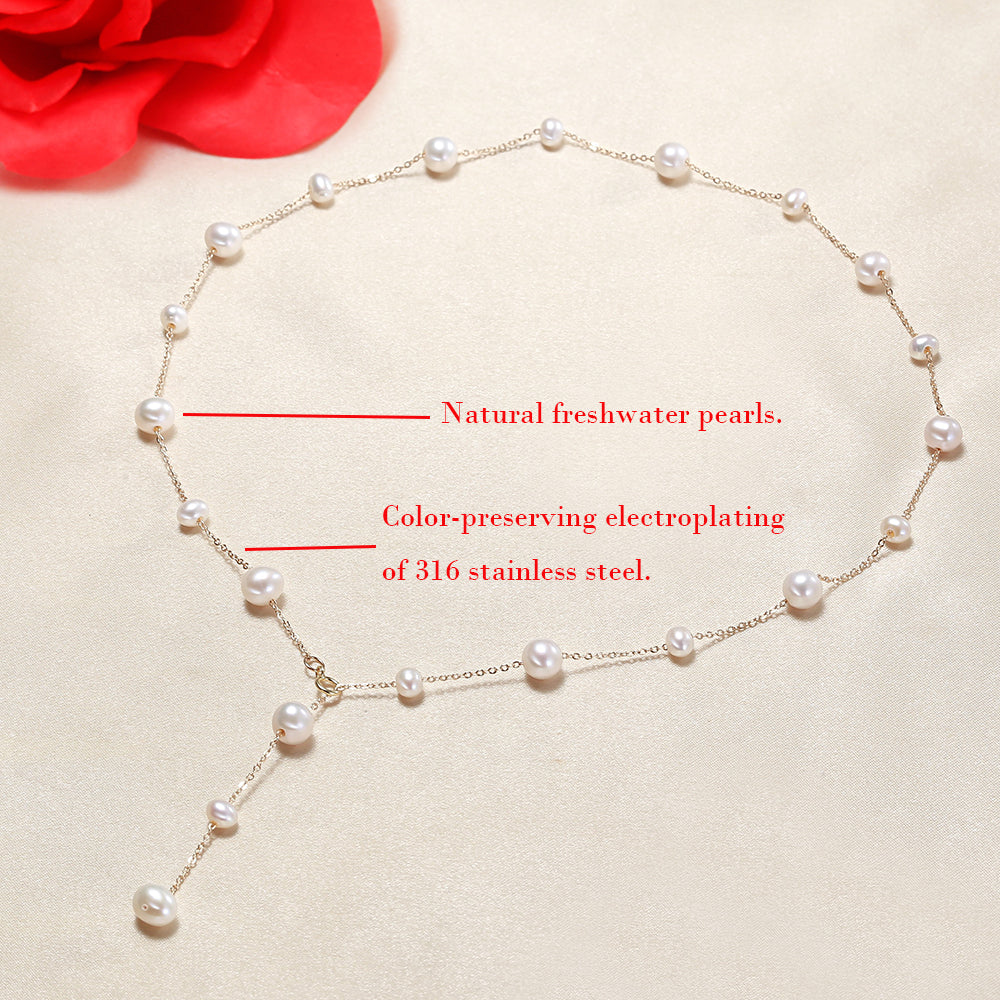 High Quality Necklace Made with 316 Stainless Steel and Freshwater Pearls