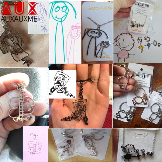 Personlize your Necklace with you Childrens Drawing - Long Lasting, made of Stainless Stea