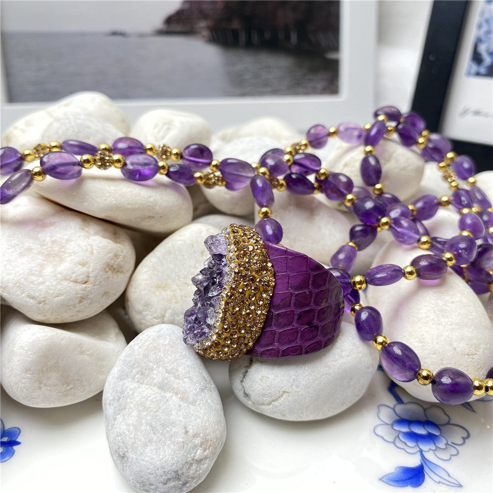 Exclusive Natural Uruguayan Amethyst necklace, ring, and bracelet Set ***