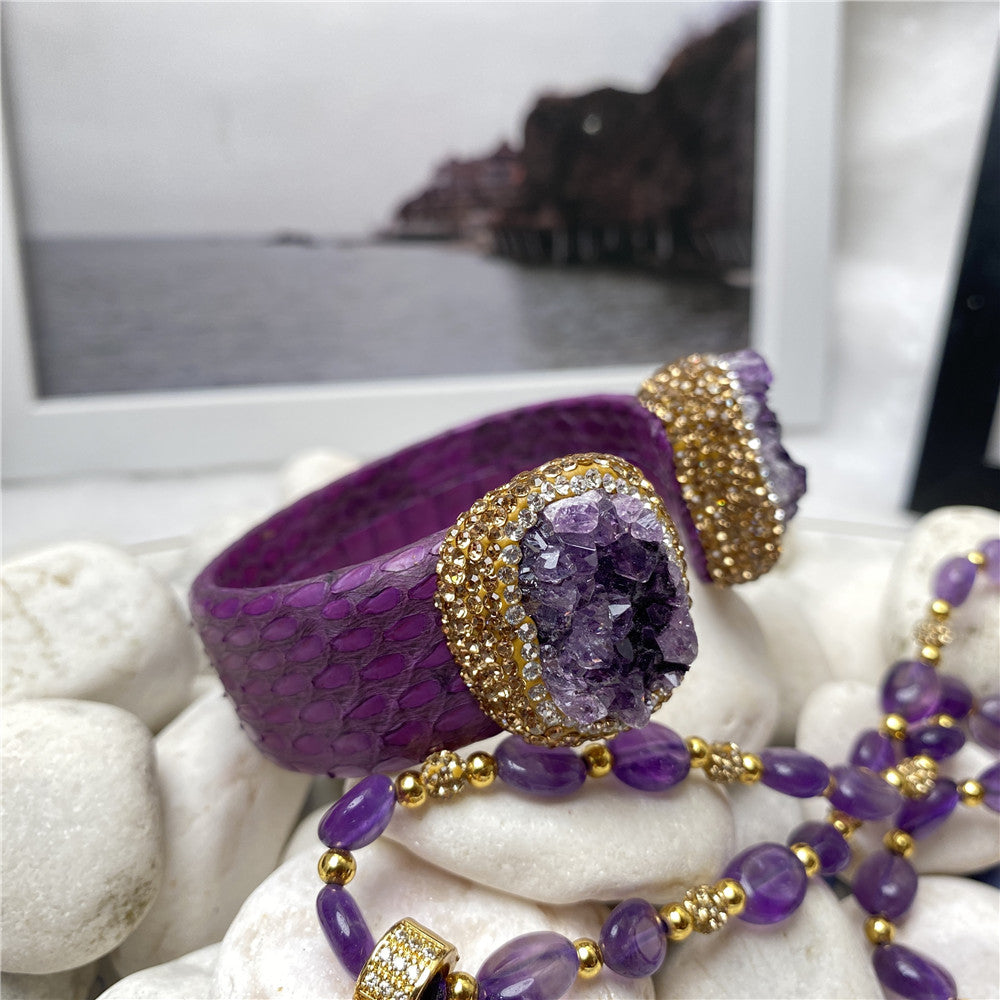 Exclusive Natural Uruguayan Amethyst necklace, ring, and bracelet Set ***