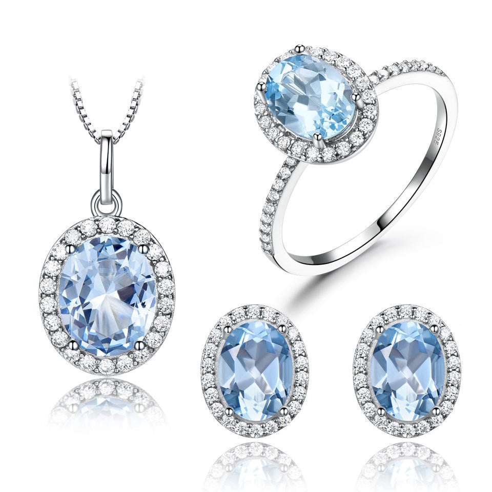 Exquisite Vintage Blue Cubic Zirconia Luxury set. High Quality made of 925 Sterling Silver ***