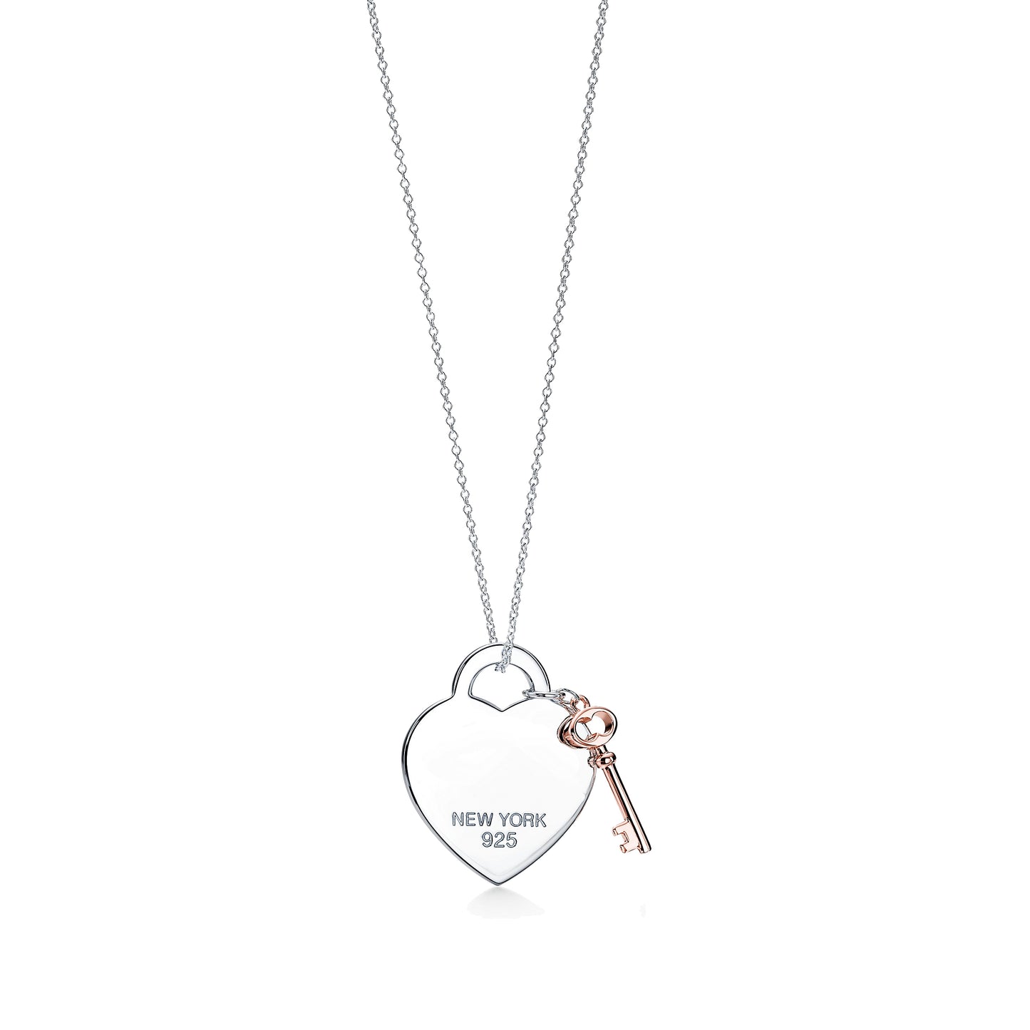 Heart and Key Pendent Necklace made with 925 Sterling Silver