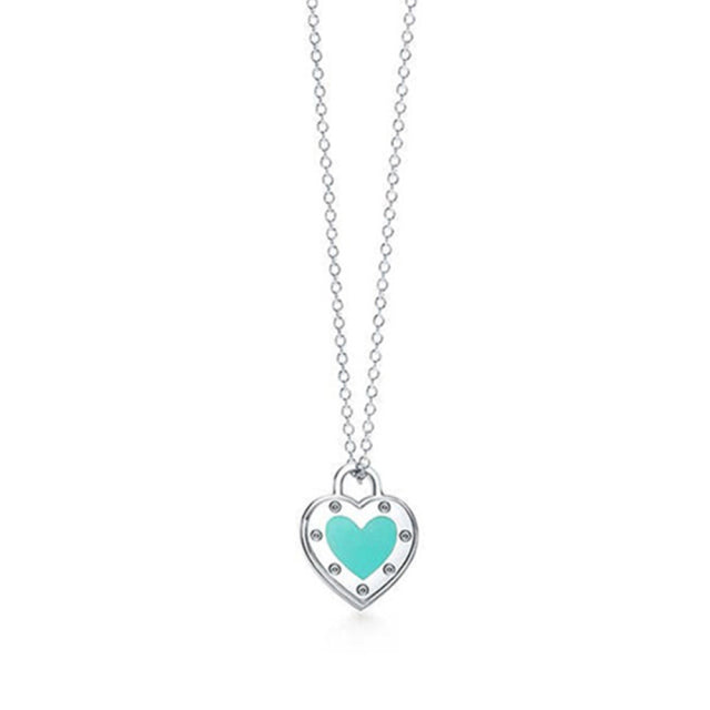 Heart and Key Pendent Necklace made with 925 Sterling Silver