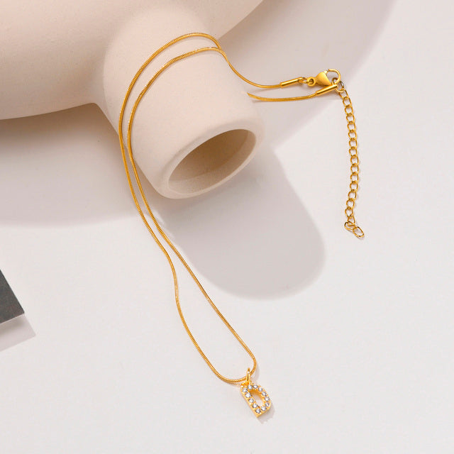 Initials Letter Necklaces Made with Durable Stainless Steel, Gold Plaiting and Zircons.